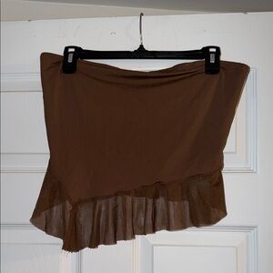 Brown Ruffled Women's tube top